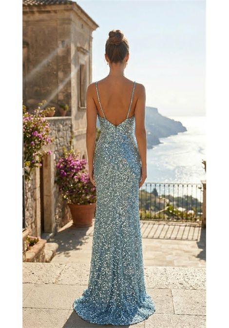 Sparkling blue dress with sequins ALLURE | dress | A4863LIGHT BLU